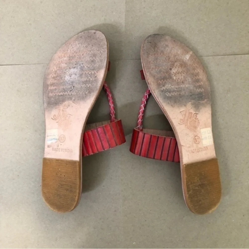 Free People Bora Bora Braided Leather Slip-on Sandals Size 37 - Picture 6 of 7